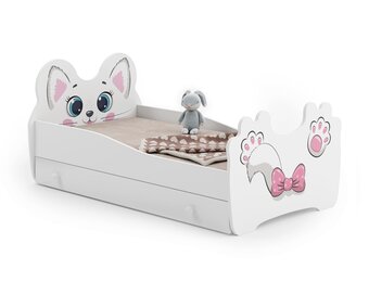 Kinderbed - katten thema - 140x70 - met lade & matras