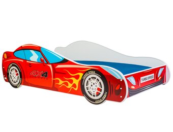 Kinderbed - rode auto - 160x80 cm - met matras
