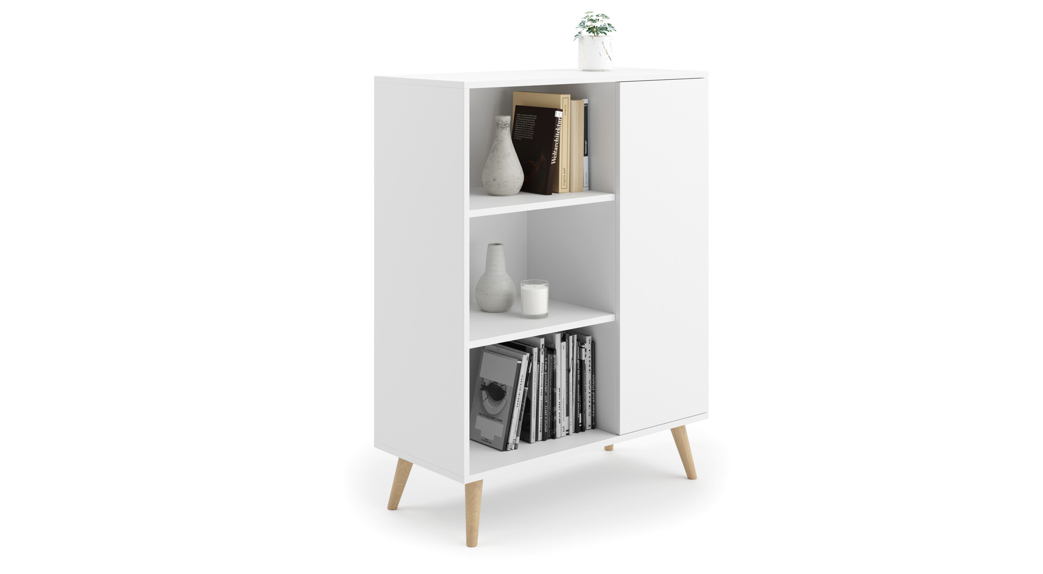 Scandinavische boekenkast - wit - 90x40x116 cm