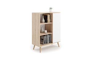 Scandinavische boekenkast - bruin wit - 90x40x116 cm