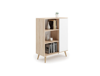 Scandinavische boekenkast - bruin wit - 90x40x116 cm