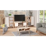 Scandinavische boekenkast - bruin wit - 90x40x116 cm