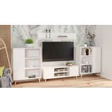 TV-meubel - houten poten - wit - 155x40x50 cm