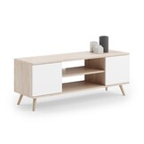 TV-meubel - houten poten - beige wit - 155x40x50 cm