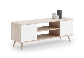 TV-meubel - houten poten - beige wit - 155x40x50 cm