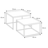 Industriële salontafel set - Loft stijl - zwart