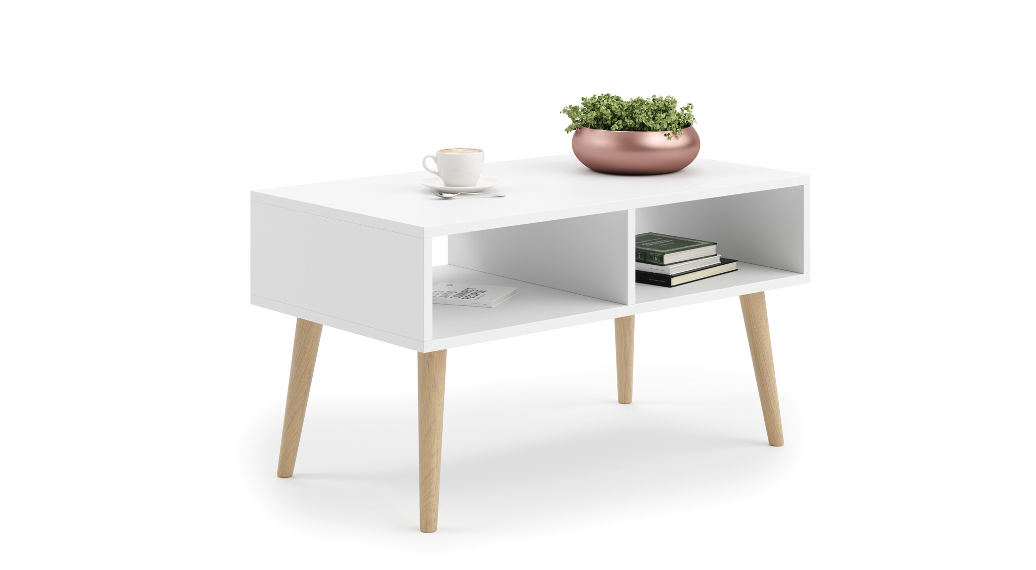 Scandinavische salontafel - wit - 90x50x55 cm