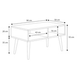 Scandinavische salontafel - wit - 90x50x55 cm