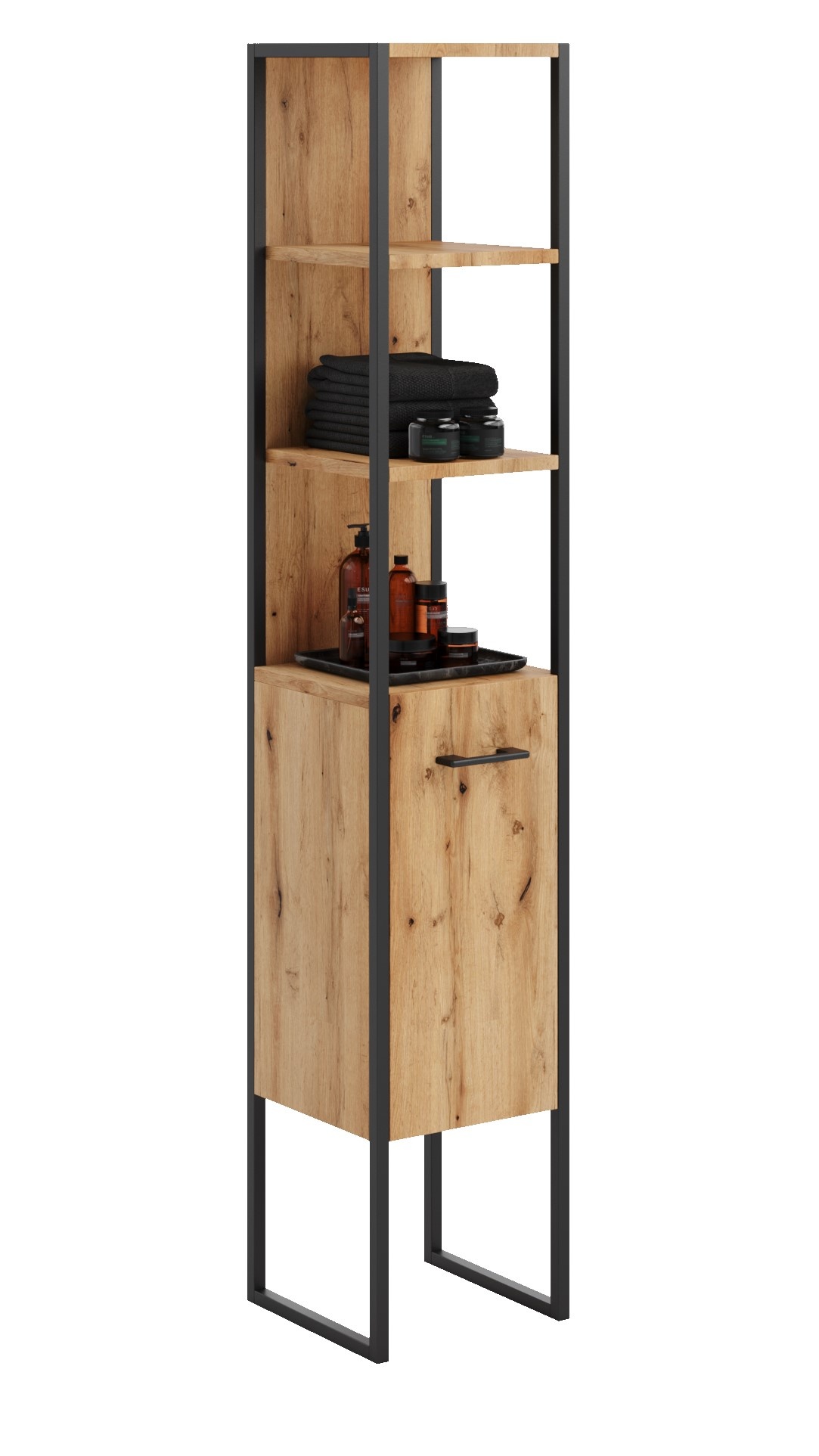 Hoge badkamerkast - 33x33x180 cm - industrieel