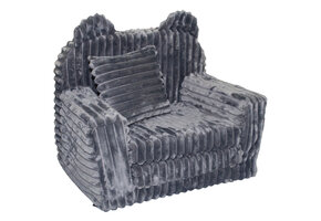 Kinderfauteuil - slaapbankje - corduroy - 51x40x41cm - grijs
