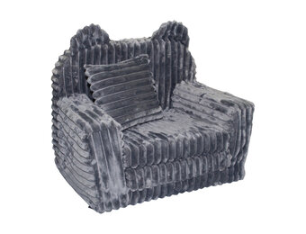 Kinderfauteuil - slaapbankje - corduroy - 51x40x41cm - grijs