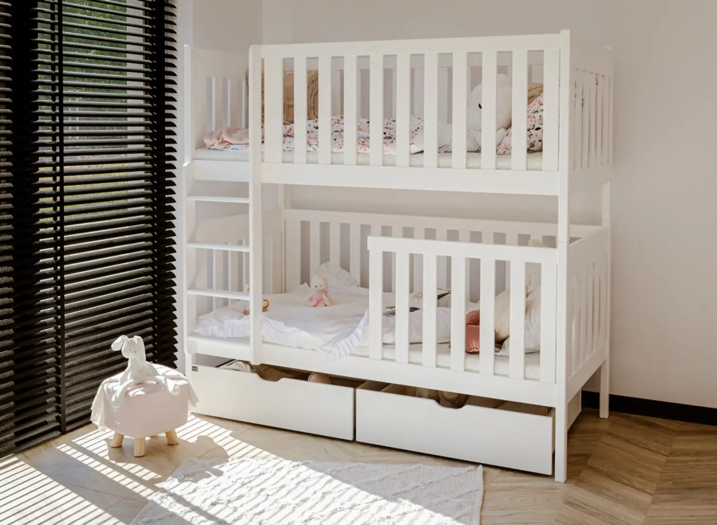 Stapelbed EMILKA - 90x200 cm - te splitsen tot 2 bedden - wit