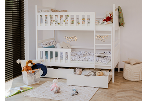 Stapelbed MONIKA - 90x200 cm - te splitsen tot 2 bedden - wit