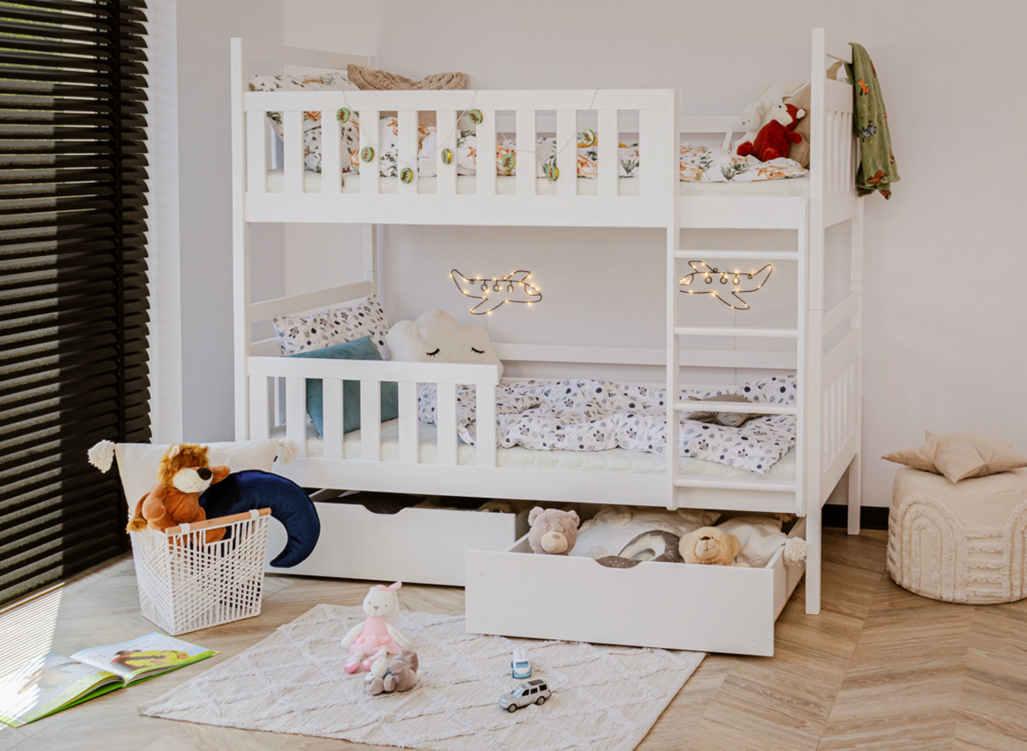 Stapelbed MONIKA - 90x200 cm - te splitsen tot 2 bedden - wit