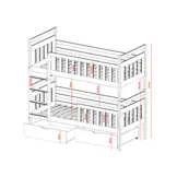 Stapelbed MONIKA - 90x200 cm - te splitsen tot 2 bedden - wit