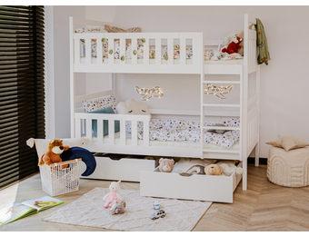 Stapelbed MONIKA - 80x180 cm - te splitsen tot 2 bedden - wit