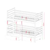 Stapelbed NEMO - 90x200 cm - te splitsen tot 2 bedden - wit