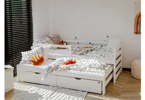 Kinderbed SENSO - met logeerbed en lades - 90x200 cm - wit