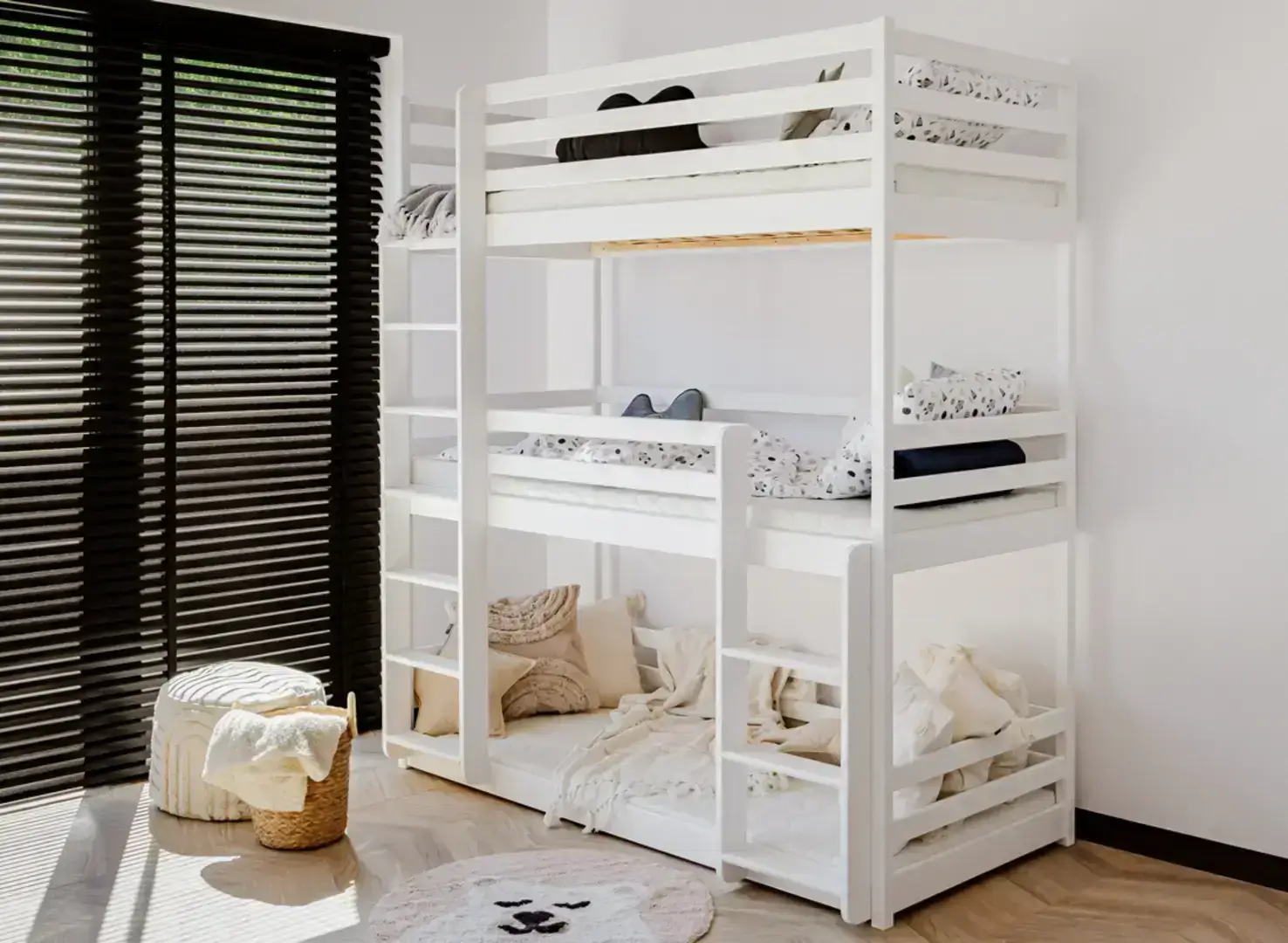 Stapelbed TED - 90x200 cm - 3 persoons - wit