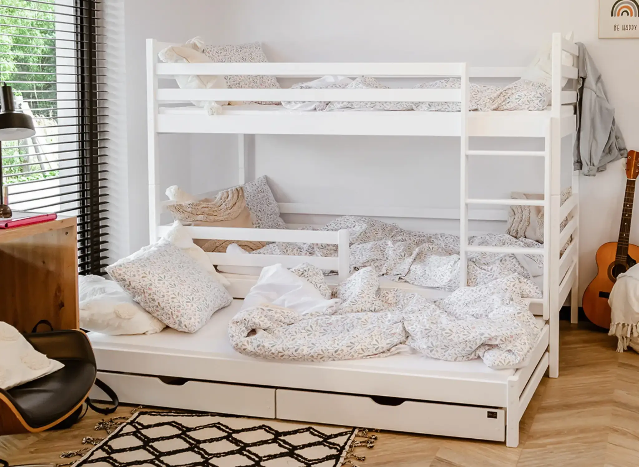 Stapelbed LUK - 90x200cm - te splitsen tot 2 losse bedden - wit