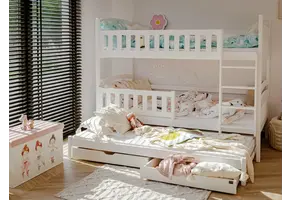 Stapelbed BLANKA - 90x200cm - 3 persoons - wit