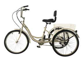 Driewieler volwassenen - 7 versnellingen - met mand - wit