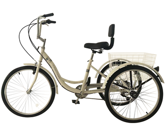 Driewieler volwassenen - 7 versnellingen - met mand - wit