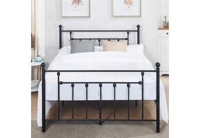 Metalen bedframe met lattenbodem- 160x200 - versierd - zwart
