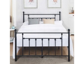 Metalen bedframe met lattenbodem- 160x200 - versierd - zwart