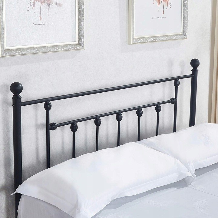 Metalen bedframe met lattenbodem- 160x200 - versierd - zwart