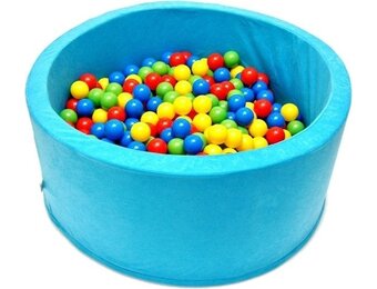 Ballenbak - stevige ballenbad -90 x 40 cm - lichtblauw inclusief 200 ballen Ø 7 cm - geel, groen, blauw en rood