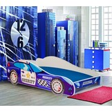 Autobed - Kinderbed - 140x70cm - met matras - paarsblauw