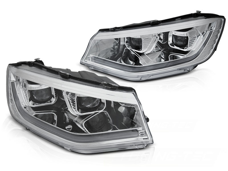Koplampen - voor VW Caddy vanaf 2020 - TUBE DRL - chroom