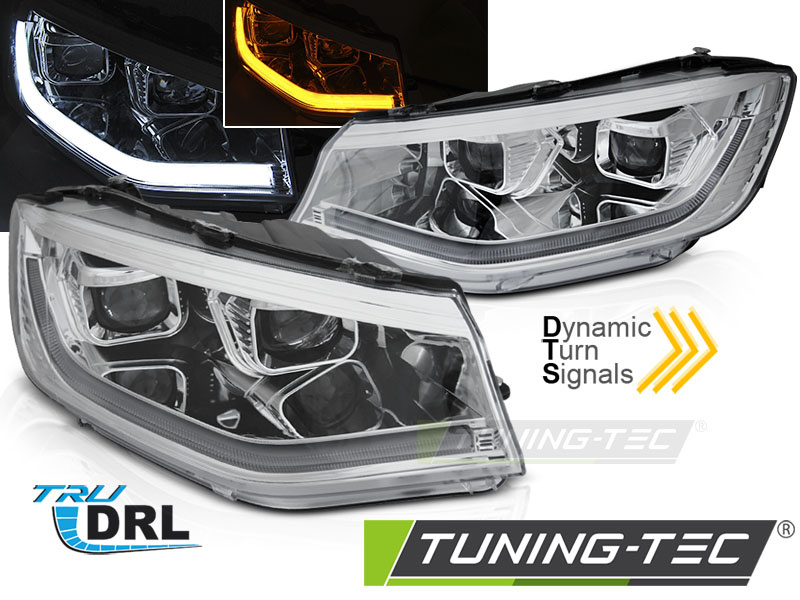 Koplampen - voor VW Caddy vanaf 2020 - TUBE DRL - chroom
