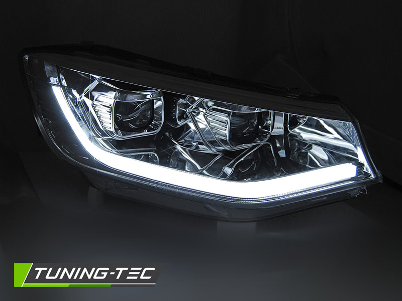 Koplampen - voor VW Caddy vanaf 2020 - TUBE DRL - chroom