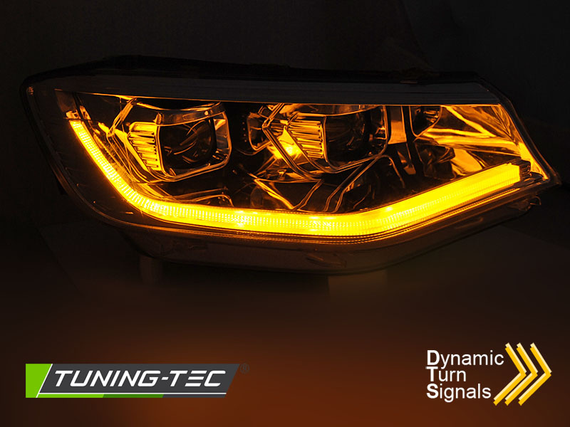 Koplampen - voor VW Caddy vanaf 2020 - TUBE DRL - chroom