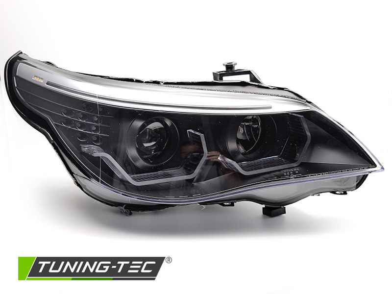Koplampen geschikt voor BMW E60 E61 2003-2007 - 3D LED angel eyes - zwart