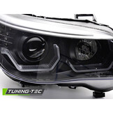 Koplampen - BMW E60 E61 2003-2007 - 3D LED angel eyes - zwart