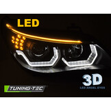 Koplampen - BMW E60 E61 2003-2007 - 3D LED angel eyes - zwart