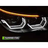 Koplampen - BMW E60 E61 2003-2007 - 3D LED angel eyes - zwart