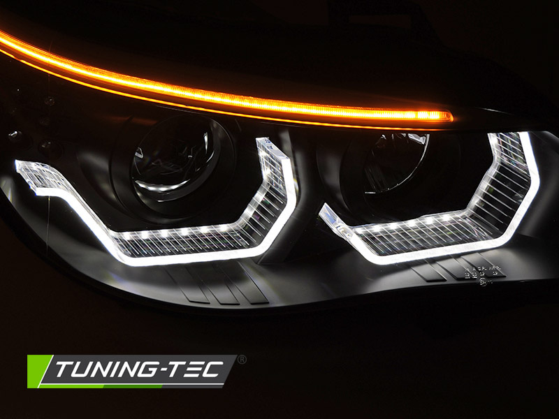 Koplampen geschikt voor BMW E60 E61 2003-2007 - 3D LED angel eyes - zwart