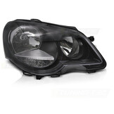 Koplamp rechts geschikt voor VW Polo 9N3 2005-2009 hatchback/sedan/variant - TYC - zwart