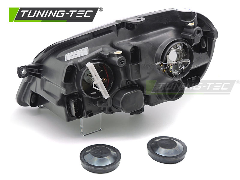 Koplamp rechts - voor VW Polo 9N3 2005-2009 hatchback/sedan/variant - TYC - zwart