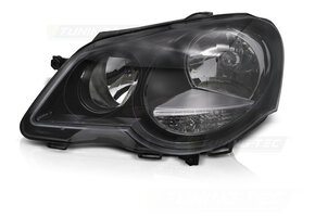 Koplamp links geschikt voor VW Polo 9N3 2005-2009 hatchback/sedan/variant - TYC - zwart