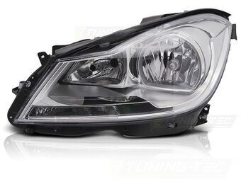 Koplamp links - voor Mercedes W204 2011-2014 sedan/kombi - TYC - chroom