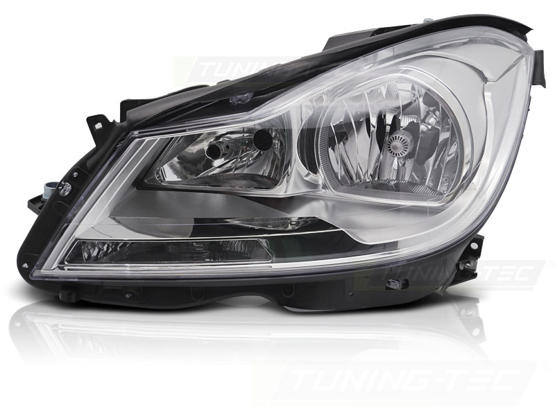 Koplamp links - voor Mercedes W204 2011-2014 sedan/kombi - TYC - chroom