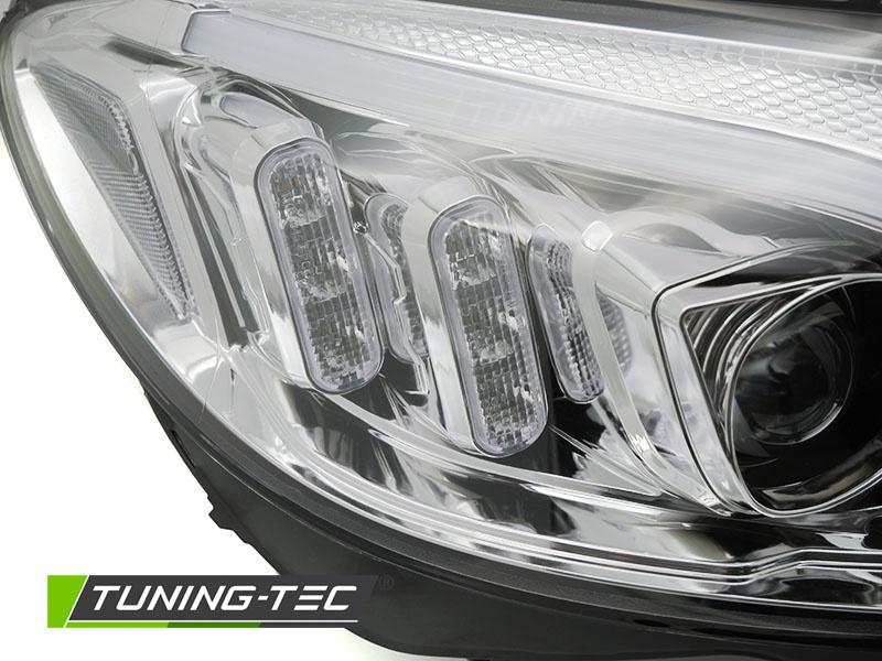 Koplampen - voor Mercedes W205 2014-2018 - TUBE LED - chroom