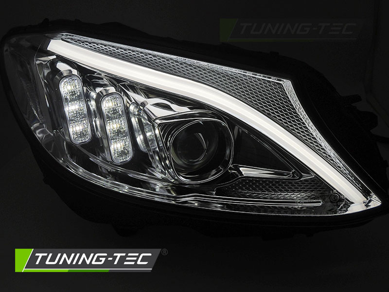 Koplampen - voor Mercedes W205 2014-2018 - TUBE LED - chroom