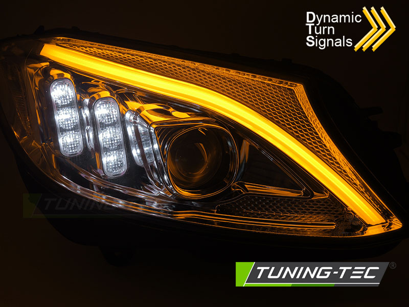 Koplampen - voor Mercedes W205 2014-2018 - TUBE LED - chroom