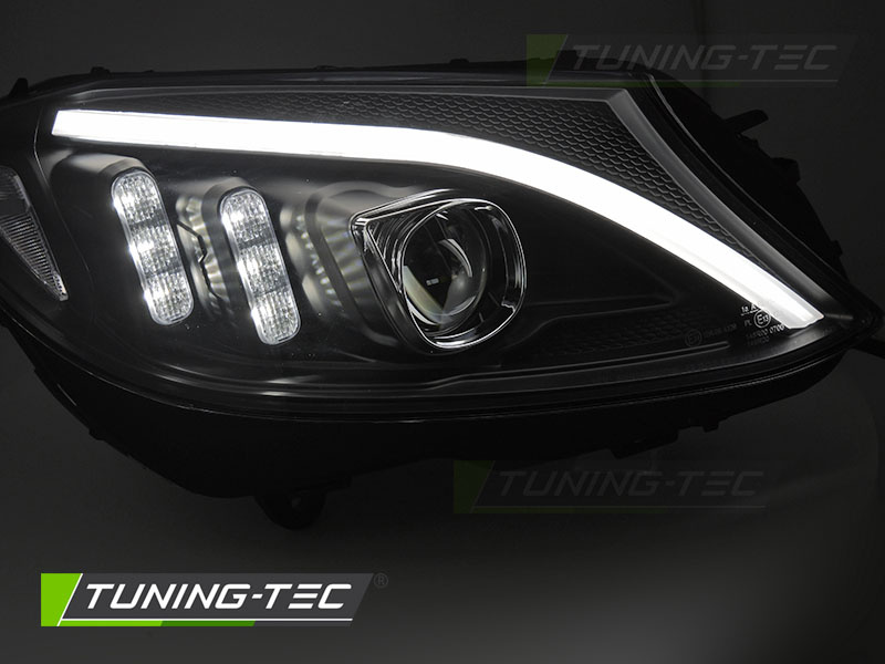 Koplampen - voor Mercedes W205 2014-2018 - TUBE LED - zwart